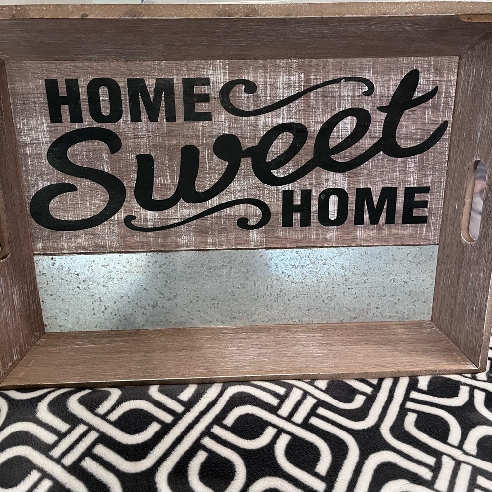 Farmhouse "Home Sweet Home" Wooden Decorative Tray - Rustic Large - Picture 11 of 14